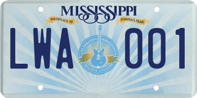 MS license plate LWA001