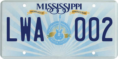 MS license plate LWA002