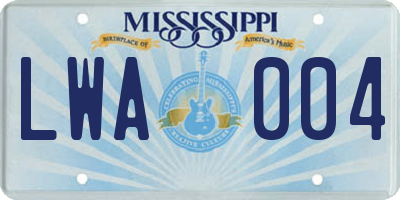 MS license plate LWA004