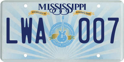 MS license plate LWA007