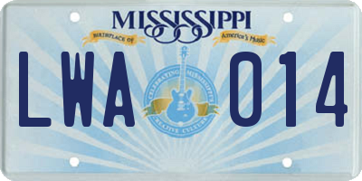 MS license plate LWA014
