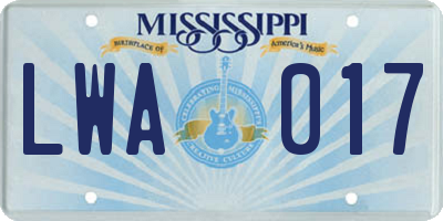 MS license plate LWA017