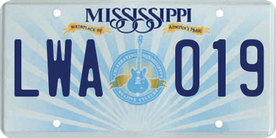 MS license plate LWA019