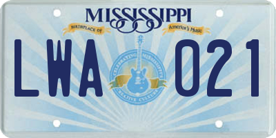 MS license plate LWA021