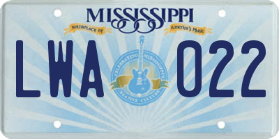 MS license plate LWA022