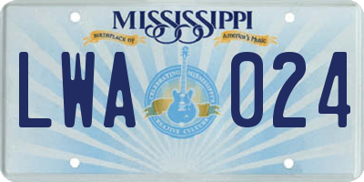 MS license plate LWA024