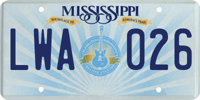 MS license plate LWA026