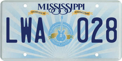 MS license plate LWA028