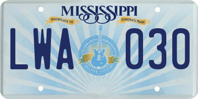 MS license plate LWA030