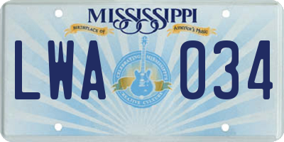 MS license plate LWA034