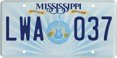 MS license plate LWA037