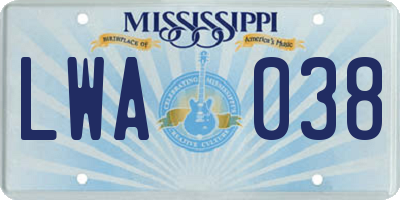 MS license plate LWA038