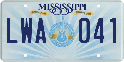 MS license plate LWA041