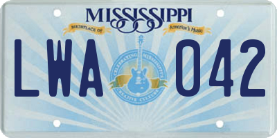 MS license plate LWA042