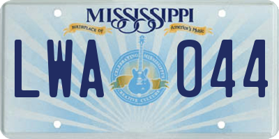 MS license plate LWA044