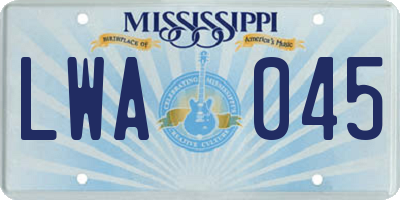 MS license plate LWA045