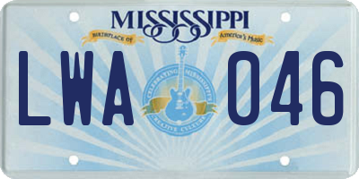 MS license plate LWA046