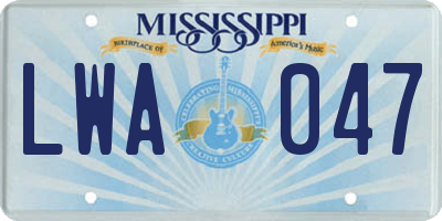 MS license plate LWA047