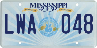MS license plate LWA048