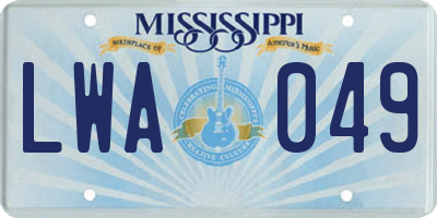 MS license plate LWA049