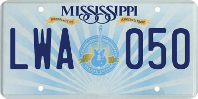 MS license plate LWA050
