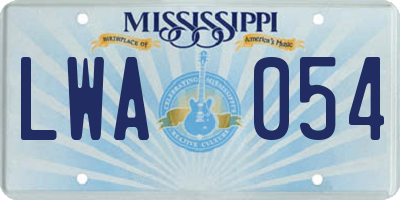 MS license plate LWA054