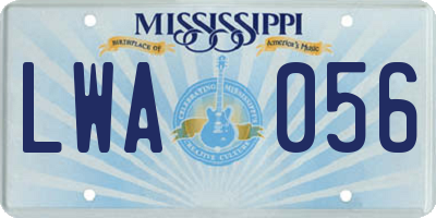 MS license plate LWA056