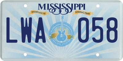 MS license plate LWA058