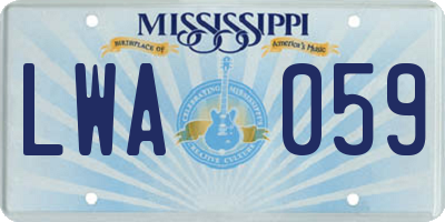 MS license plate LWA059