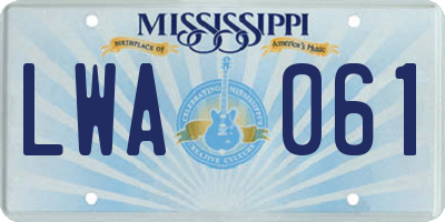 MS license plate LWA061