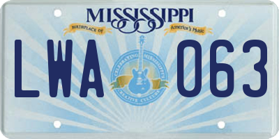 MS license plate LWA063