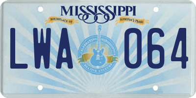 MS license plate LWA064