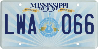 MS license plate LWA066