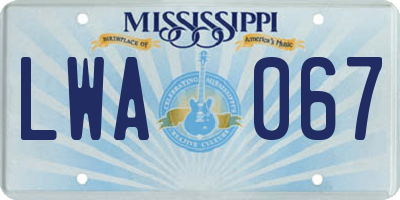 MS license plate LWA067