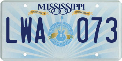 MS license plate LWA073