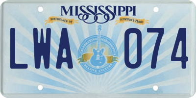MS license plate LWA074