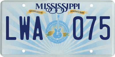 MS license plate LWA075