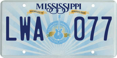 MS license plate LWA077