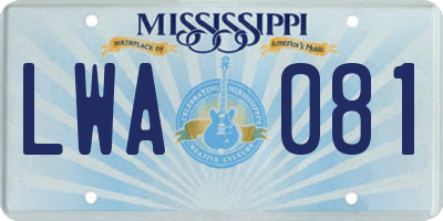 MS license plate LWA081