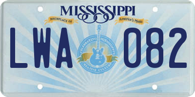 MS license plate LWA082
