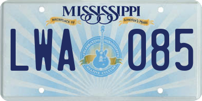 MS license plate LWA085