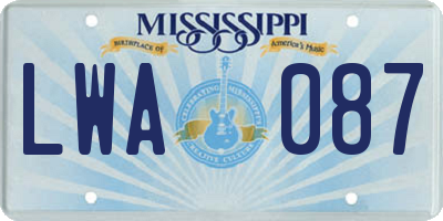 MS license plate LWA087