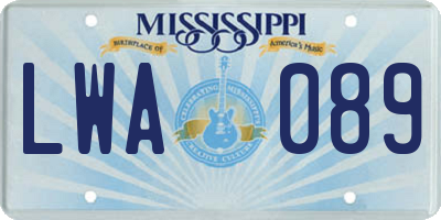 MS license plate LWA089