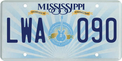 MS license plate LWA090