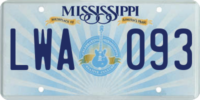 MS license plate LWA093