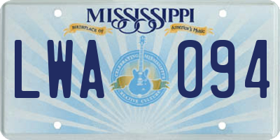 MS license plate LWA094