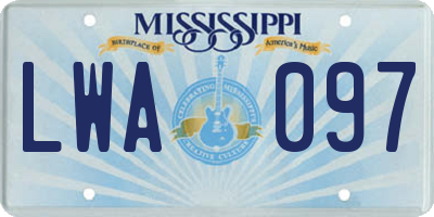 MS license plate LWA097