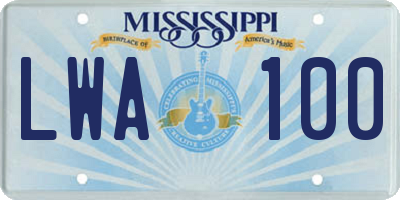 MS license plate LWA100