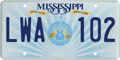 MS license plate LWA102