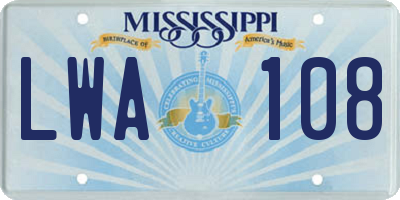MS license plate LWA108